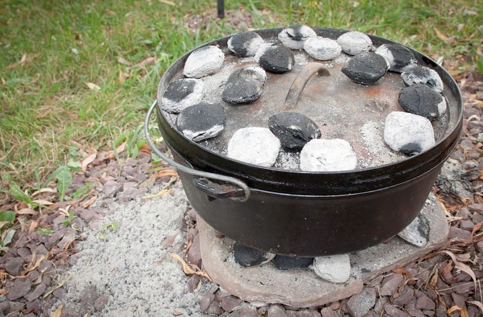 Dutch Oven with Top Coals