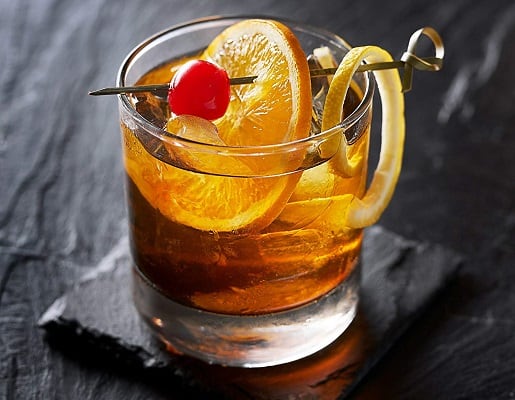 Double rocks glass old fashioned cocktail