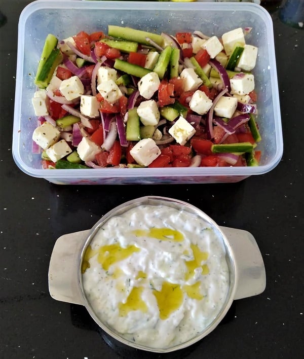 Greek Burger Salad and Sauce