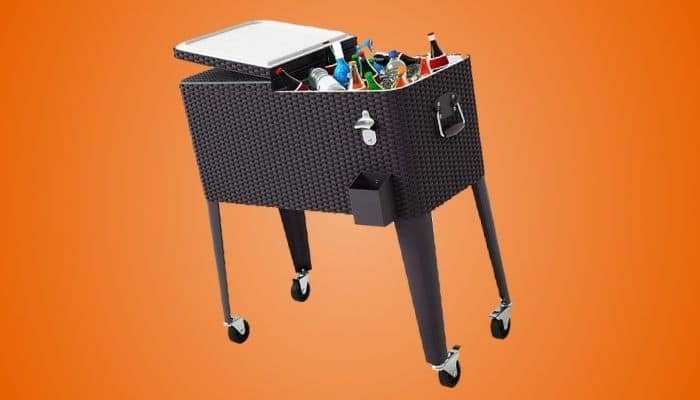 Giantex Rattan Rolling Patio Cooler Cart