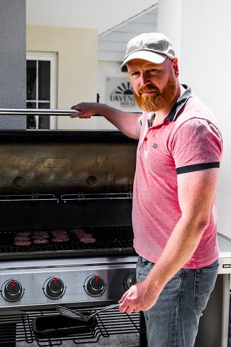 Brian Grilling Burgers