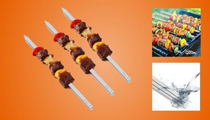 Goutime Stainless Steel Flat BBQ Kebab Skewers