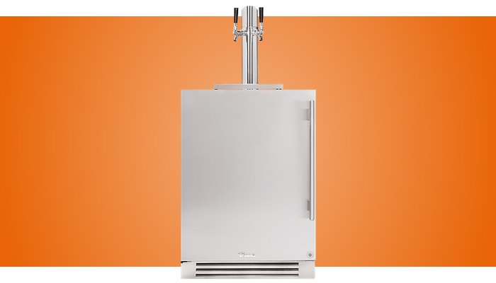 True TUR-24DD 24-inch undercounter dual-tap beer dispenser with a solid stainless steel door
